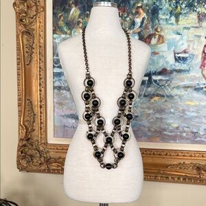 Elegant Black and Gold Statement Necklace